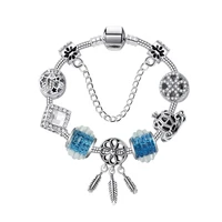attractto simple featherstar braceletsbangles for women jewelry crystal bracelet charm blue dreamcatcher bracelet sbr190348