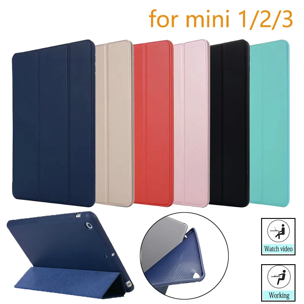 Чехол для iPad Mini 3 2 1 Funda de cuero PU silicona suave cubierta trasera con soporte|Чехлы планшетов и