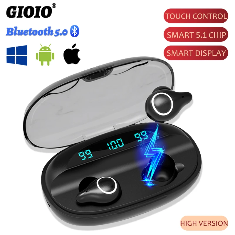 

A18 TWS Headphones Wireless HIGH-Quality 9D Sound LED Display Music Earpieces For Oppo Huawei Iphone Xiaomi Bluetooth Earphones