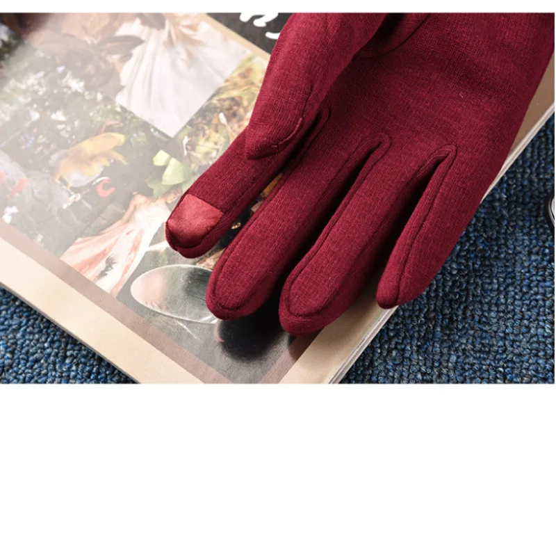 Women Autumn Winter Keep Warm Touch Screen Plus Velvet Inside Cycling Windproof Elasticity Gloves Female Simple Style Soft Thick