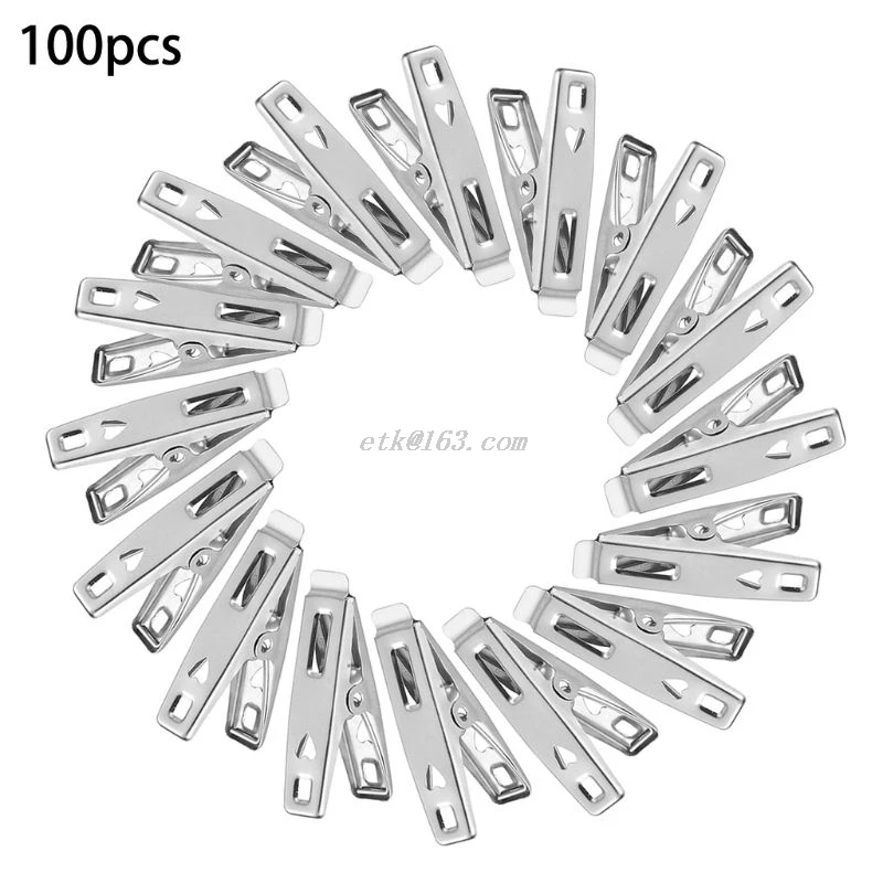 

100PCS Clothes Pins Stainless Steel Hanging Clothing Clip Outdoor Windproof Towel Sock Coat Clothesline Hanger Peg