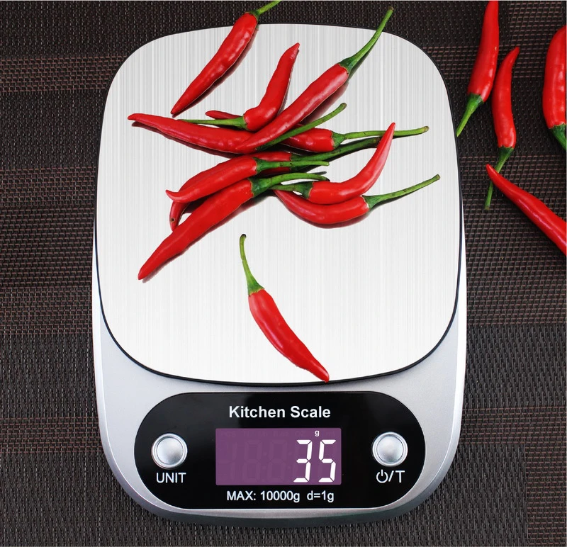 Электронный Кухня весы 22lb / 10 кг Нержавеющая сталь цифровой для взвешивания