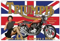 triumph motorcycle x75 hurricane triple tin sign triumph tin sign 30x20 cm