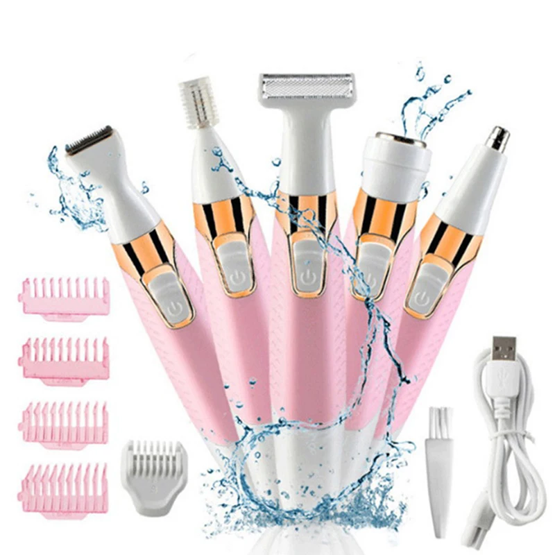 

5-in-1 Electric Painless Shaving Face Body Hair Eyebrow Removal Epilator Tool