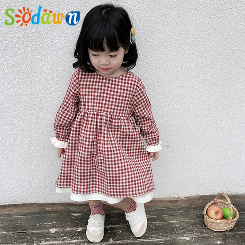 Sodawn/осеннее платье для девочек повседневная одежда маленьких вечерние платья в