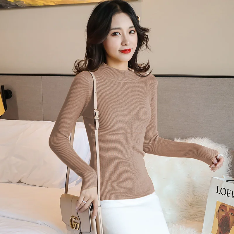 Трикотажный свитер для кормящих матерей с круглым вырезом Трикотажные топы мам