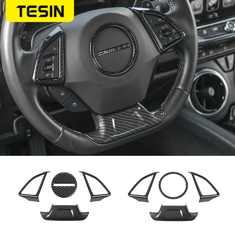 

TESIN Interior Mouldings For Chevrolet Camaro 2017 Up Car Steering Wheel Cover Decoration Stickers For Chevrolet Camaro 2017+