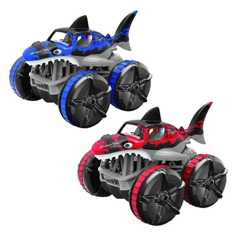 

Waterproof Remote Control Amphibious Shark Car 4WD Remote Control Car Non-Slip Stunt Toy Easy Operate Boys Kids Toys