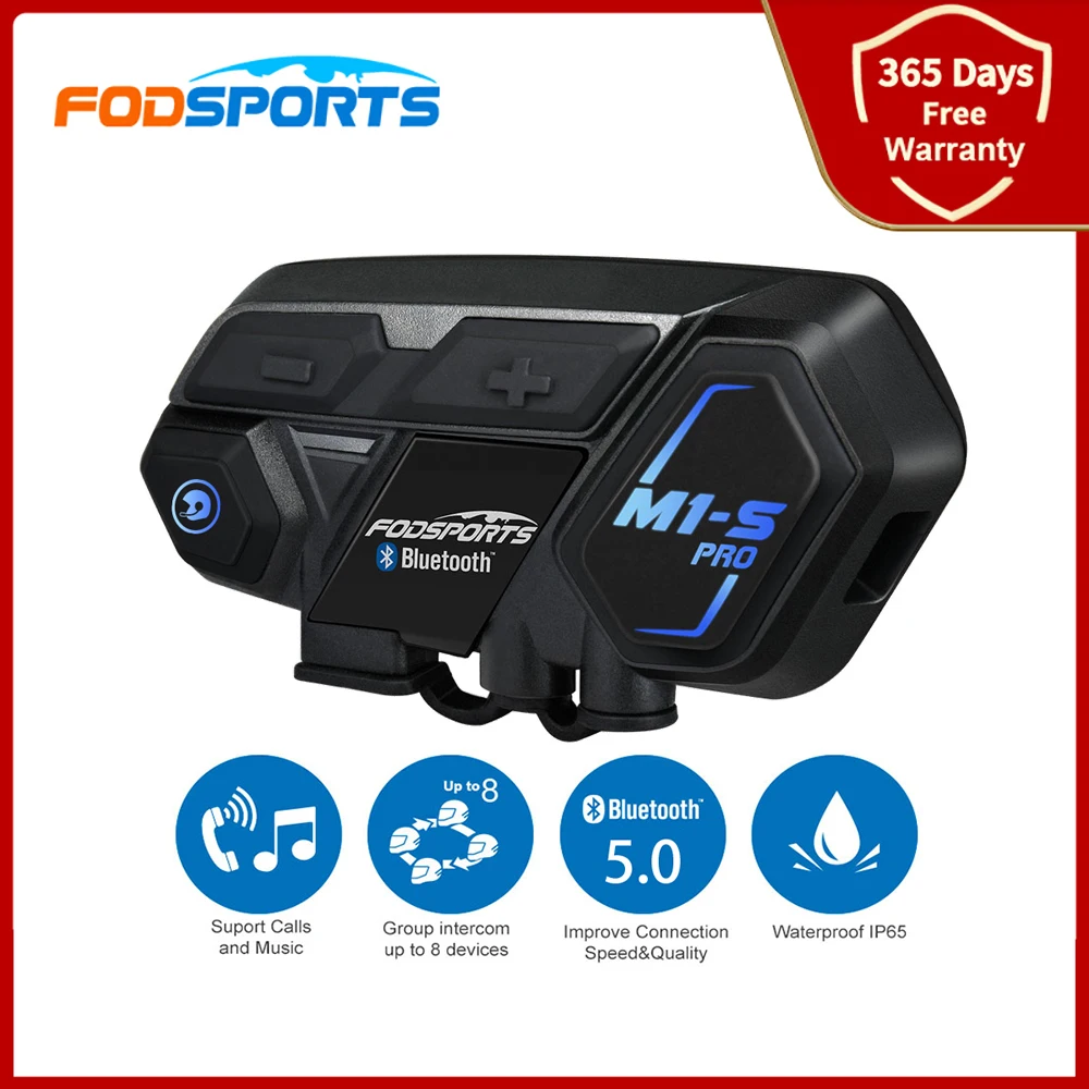 

Fodsports M1s Pro Motorcycle Intercom Helmet Bluetooth Headset Waterproof 8 Riders Interphone Moto HiFi Speaker Voice Command