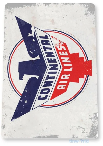 Continental Airlines Sign, Hangar, Retro Commercial Aviation Tin Sign C616