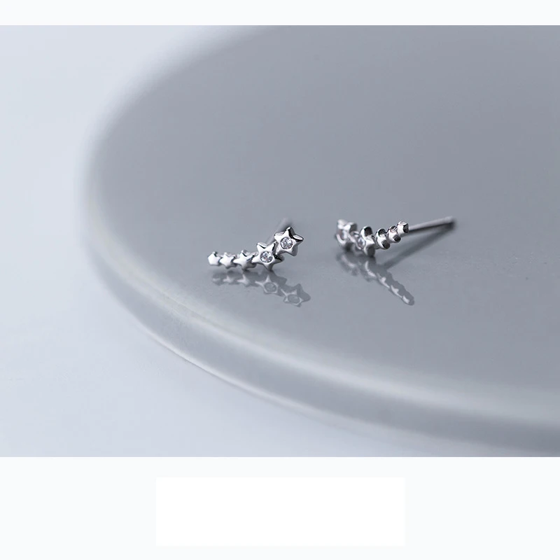 Trustdavis 100% Серебро 925 пробы женские модные серьги гвоздики со звездой и фианитами