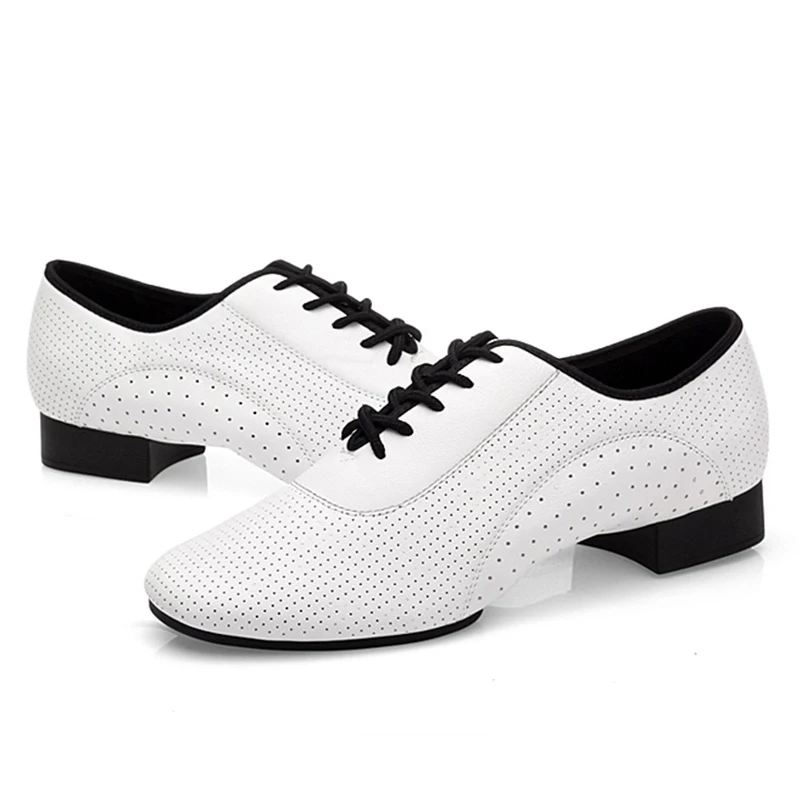 Hipposeus Men Dance-Shoes Boys Modern Tango Salsa Dancing Shoes Soft/Rubber Sole Profesional Dancing Shoes White High Quality