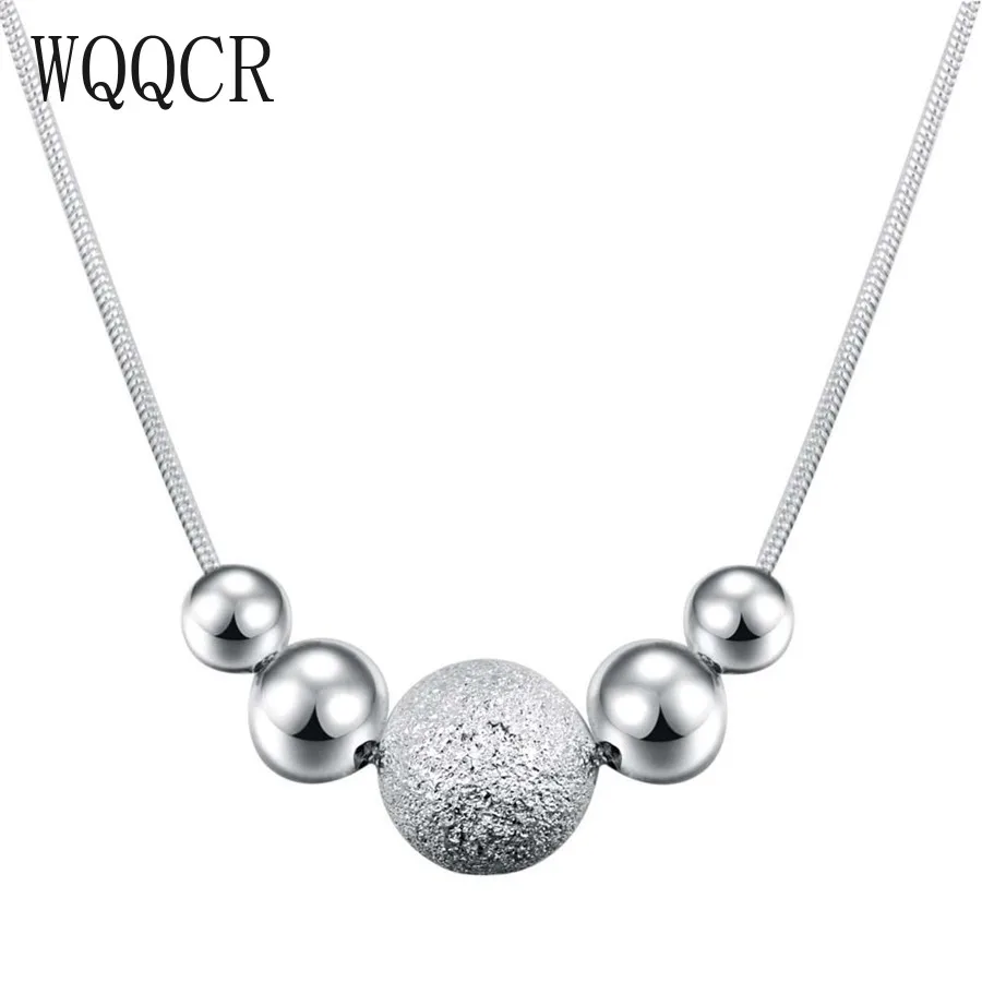 WQQCR Новинка 925 серебряный цвет цветной шарик круглый скользящий ожерелье для женщин Роскошные модные ювелирные изделия праздничный подарок