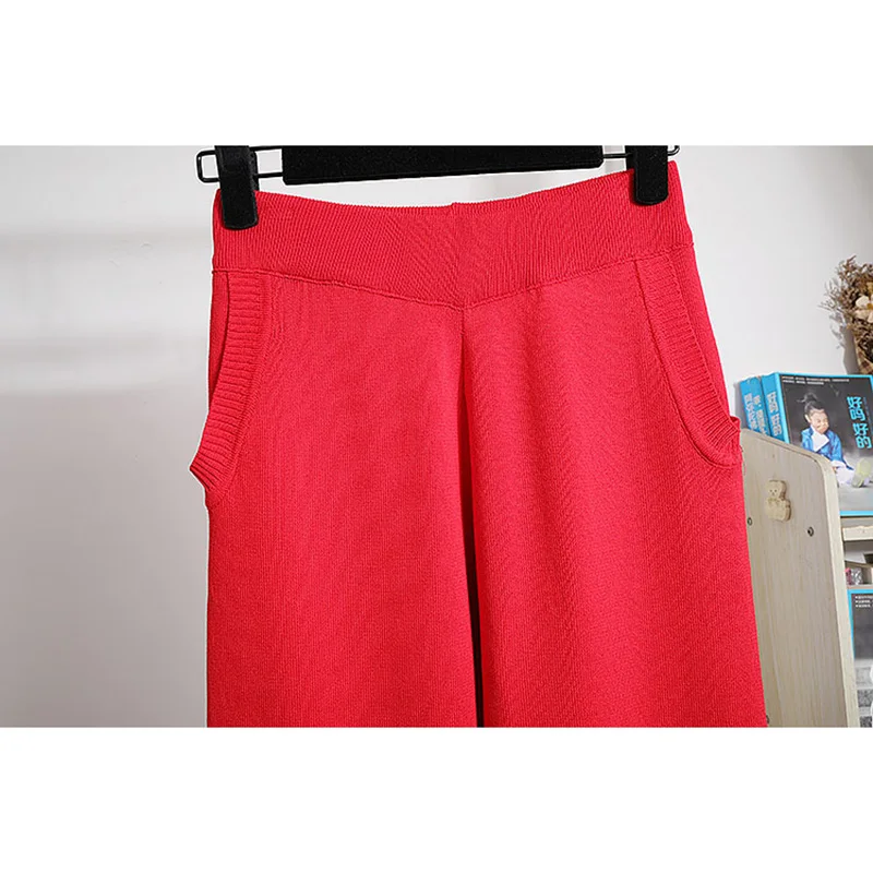 

Red Knitted Tracksuit Set Women Handwork Rivet Tassel Cardigan Sweater Pencil Pants Two Piece Outfits 5 Color Knit Suit Female