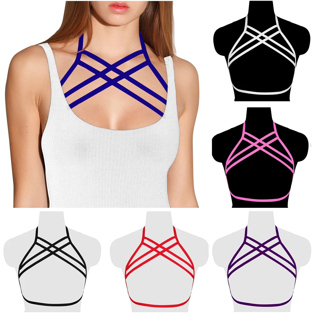 

Sexy Harness Fashion Body Chest Bondage Cage Bra Suspenders Garter Belt Erotic Lingerie Gothic Fetish Rave Wear Harness Women