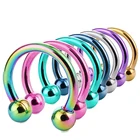 Кольца в форме подковы женские из хирургической стали, ювелирные украшения в стиле панк для пирсинга носа, перегородки, бровей, губ, сосков, завитка тела, 2 шт.