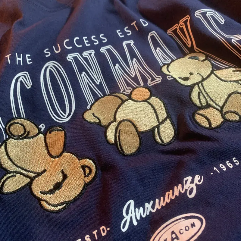 Футболка хлопковая в стиле Харадзюку брендовая Модная рубашка с вышивкой