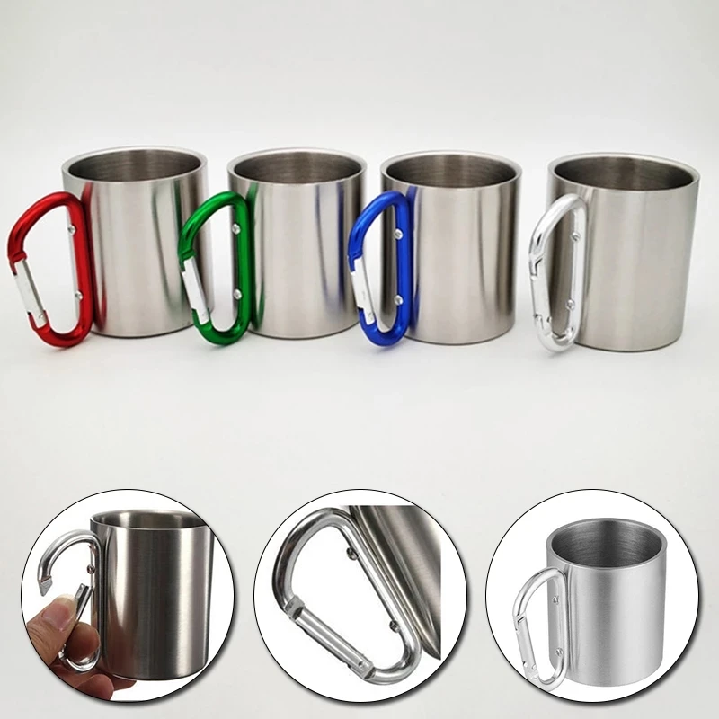 

200ml Stainless Steel Cup For Camping Traveling Outdoor Cup with Handle Climbing Backpacking Hiking Cup Stainless Steel Mug