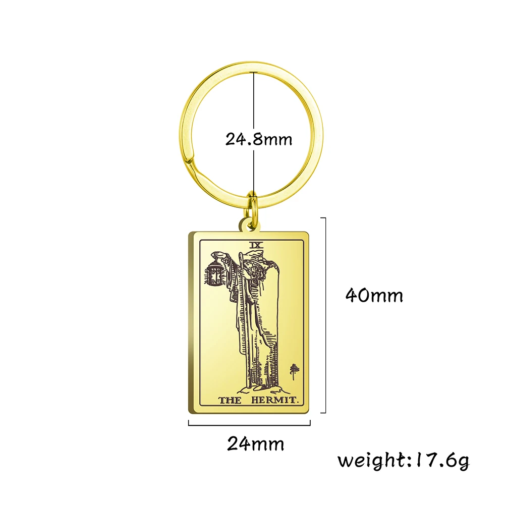 

Dawapara The Major Arcana Pendant Keyring First Set of Cards In The Tarot Vintage Key Chain Stainless Steel Jewelry Golden