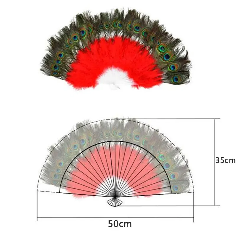 21 веер для вечевечерние с павлином и китайскими перьями складной рук