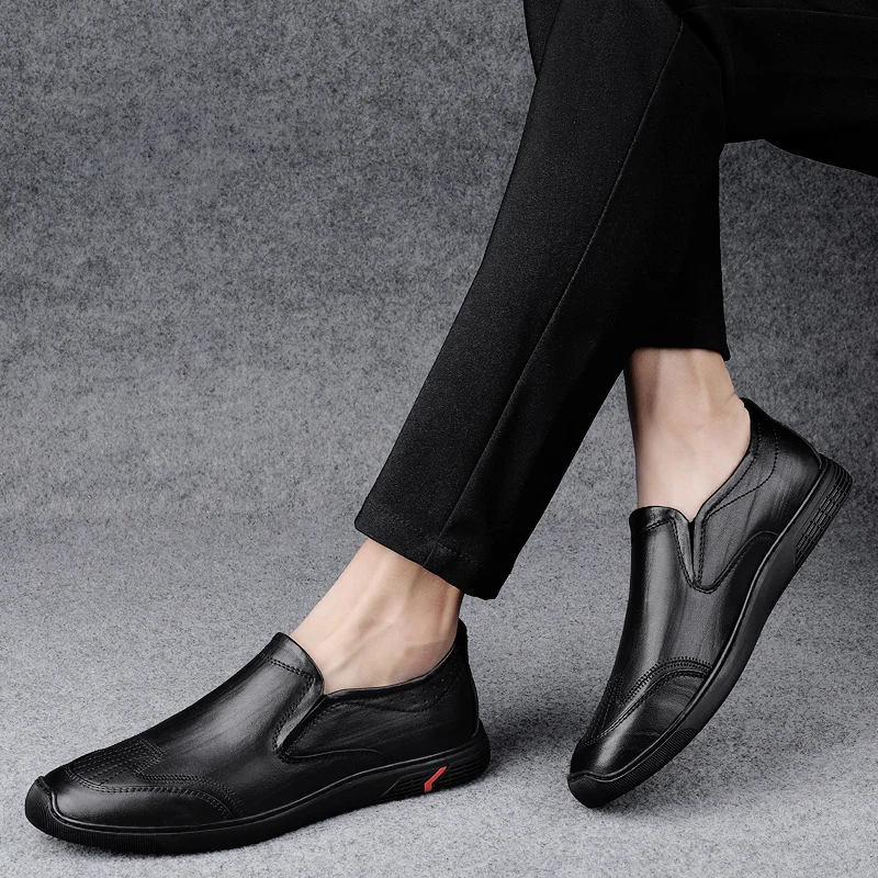 

New Arrival 2021 Loafers Shoes For Men Black Brown Men Flat Casual Shoes Genuine Leather Driving Shoes Mens Plus Sizes Man Shoe