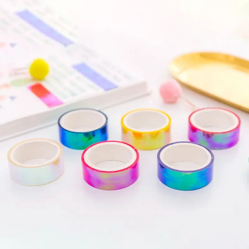 

Glitter Rainbow Washi Tape Stationery Scrapbooking Decorative Adhesive Tapes DIY Masking Tape C7AA