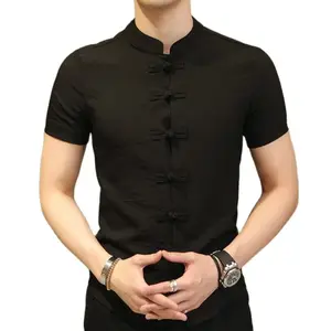 Camisas De Lino De Talla Grande Para Hombre, Ropa De Street, Camisa De Cuello куда можно надеть мангу Corta,Ropa Tradicional China5XL