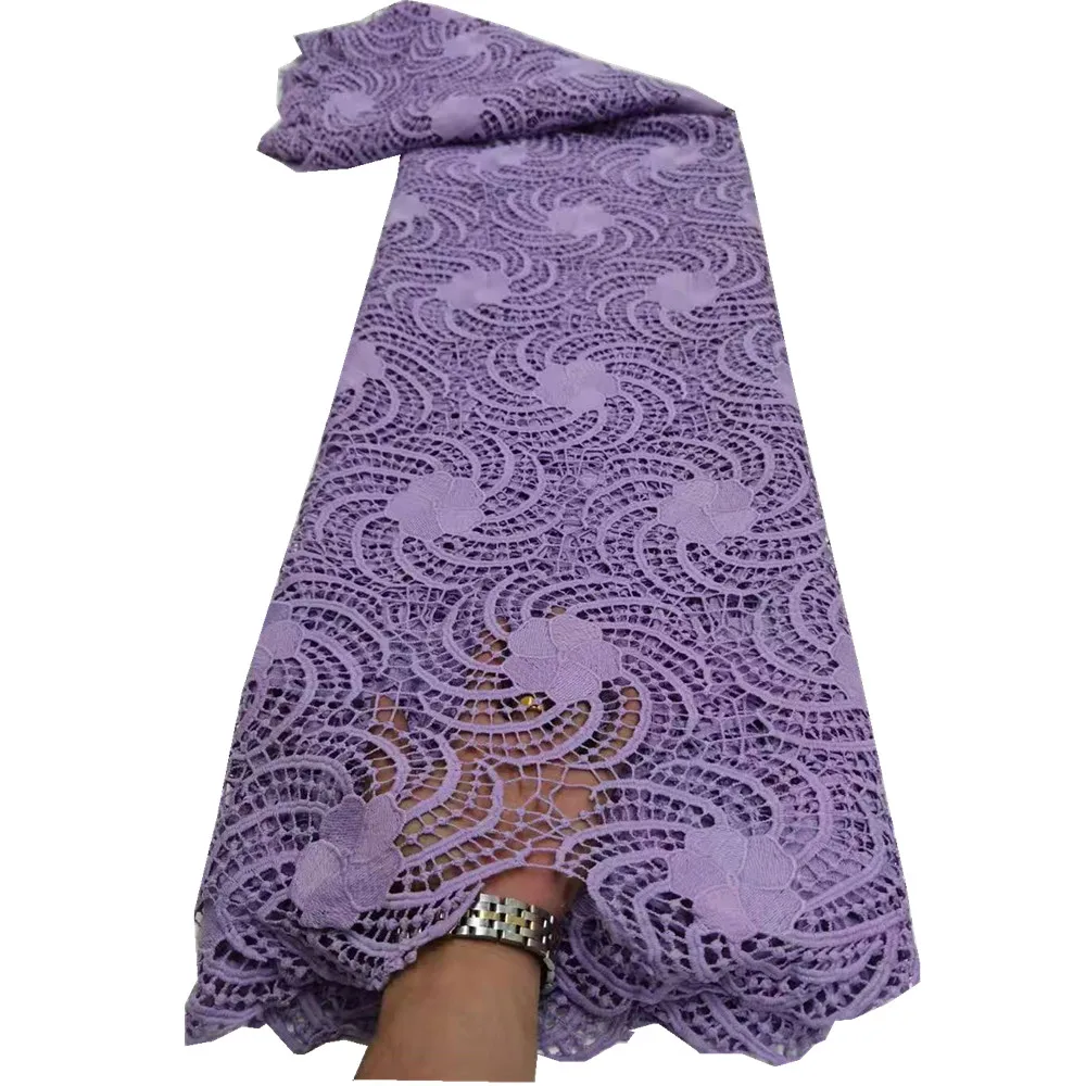 

Designer Latest African Lace Purple Fabric Nigeria Swiss Wedding Materials Cord Guipure Swiss Style Big High Quality QX-120