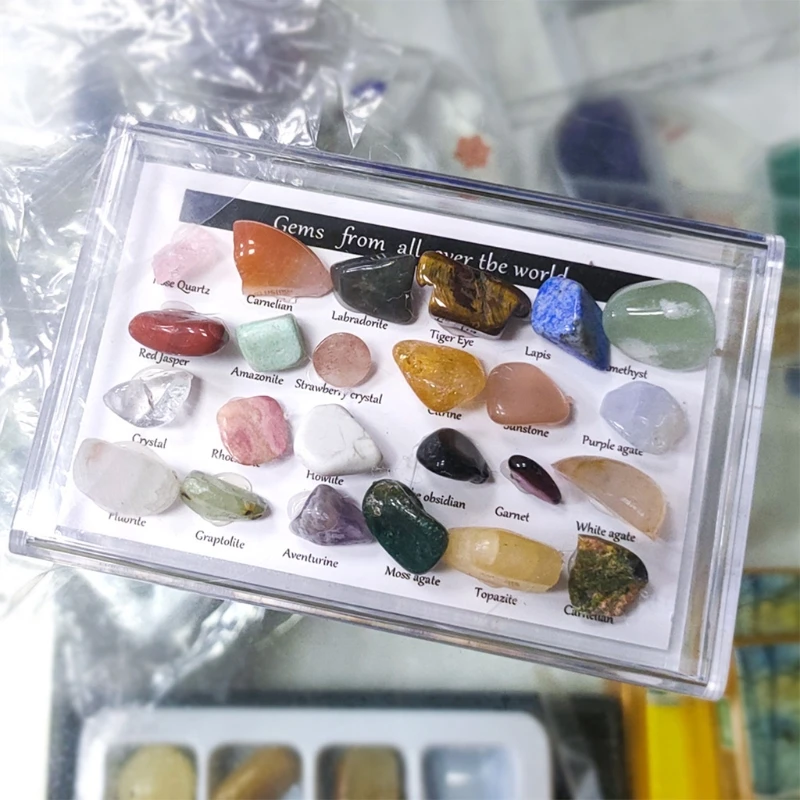 

24pcs Healing Crystals Chakra Stones Colorful Gems Ore Specimens Polished Stone Geological Teaching Supplies