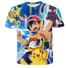 Летняя футболка с 3D-принтом Пикачу, футболка для девочек и мальчиков с аниме, Детская футболка с коротким рукавом, детская одежда в стиле хип-хоп