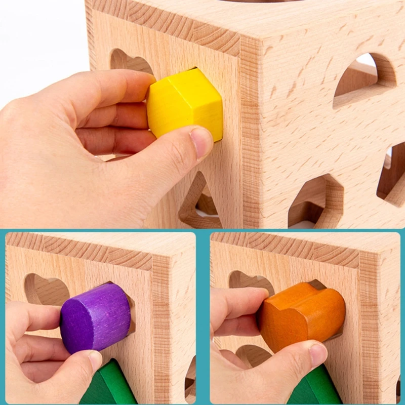 

17 Holes Wooden Shape Matching Sorter Cognitive Intelligent Training Children Early Educational Toys Preschool Gift