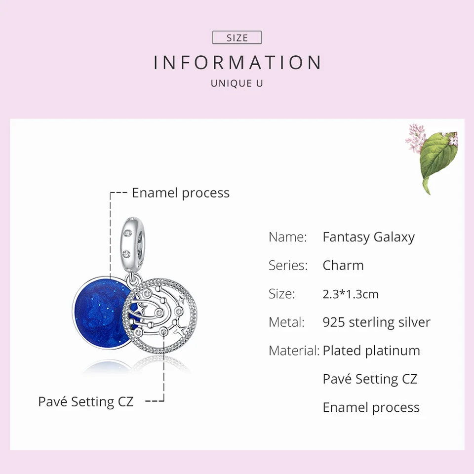bamoer 2020 925 Sterling Silver Pendant Charm fit Original Fantasy Galaxy Bracelet Necklace DIY Fine Jewelry Accessories BSC311 |