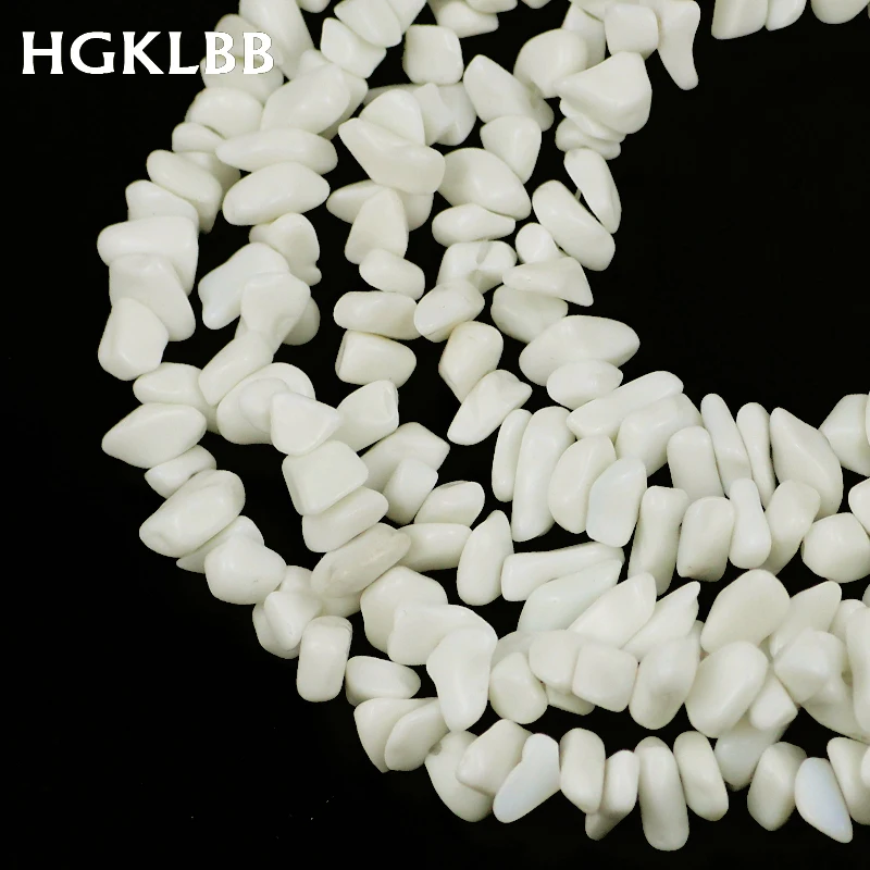 

Бусины из натурального камня HGKLBB, нестандартные фарфоровые белые кусочки гальки для изготовления ювелирных украшений, ожерелья и браслета ...