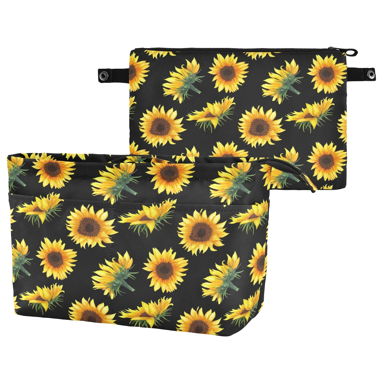 

Органайзер, сумочка с подсолнухами, Модный женский дорожный органайзер, вкладыш, сумка, кошелек, большая подкладка, женская косметичка для макияжа