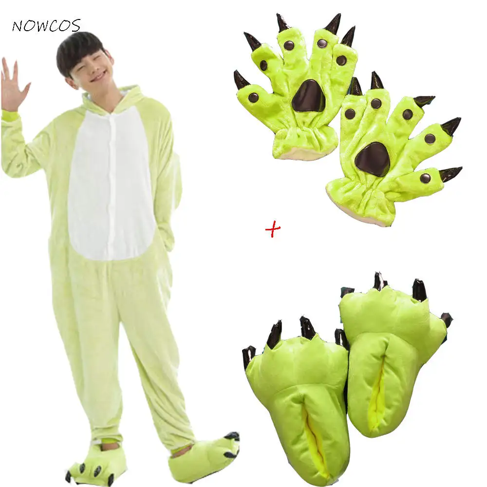costume shoes gloves Для взрослых, женщин, мужчин, комбинезон, лягушка, карнавальный костюм, вечерние фланелевые флисовые пижамы на Хэллоуин, пижама для пары, зимняя теплая одежда для сна - Цвет: costume shoes gloves
