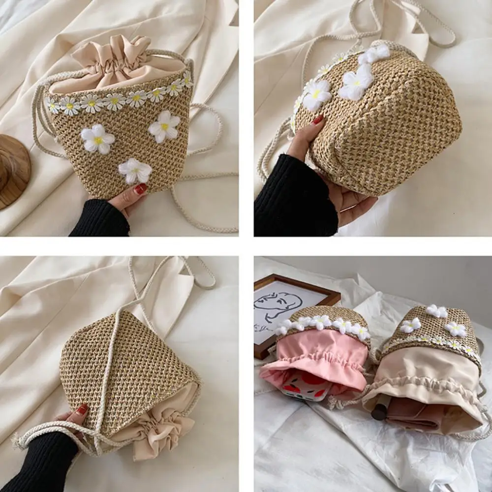 

Women's Fashion Retro Lace Woven Shoulder Bag Floral Handbag Woven Bag Beach Bag