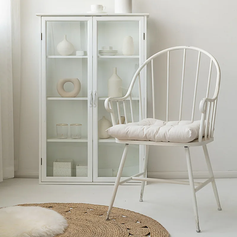 Обеденный стул Ins железная белая коляска для маленькой квартиры Северной Европы