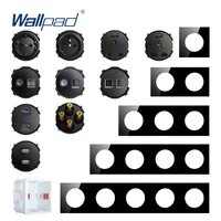 wallpad diy module black glass panel wall power socket electrical outlet function key free combination 1 2 3 4 5 multiple frame