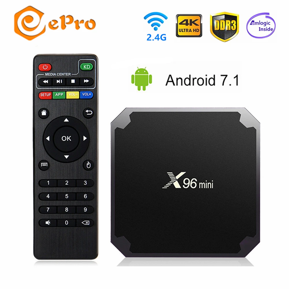 X96 Мини ТВ приставка Android 7 1 2 Гб 16 четырехъядерный процессор Amlogic S905W MINI Smart Box 4K 2.4GH