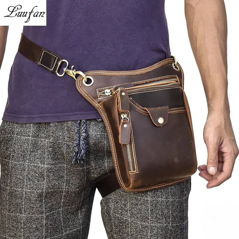 Высококачественная Мужская поясная сумка MAHEU из натуральной кожи большой