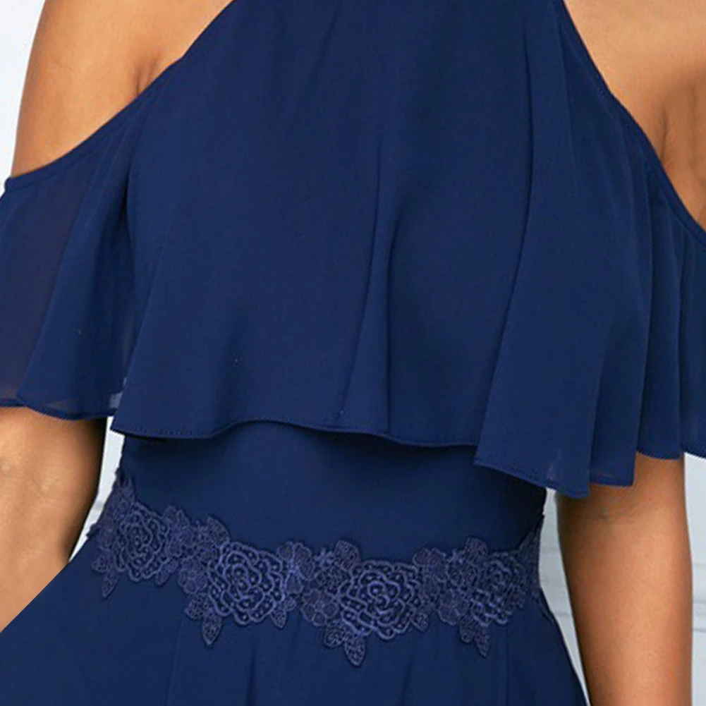 Размера плюс Женские однотонные Цвет с открытыми плечами коротким рукавом