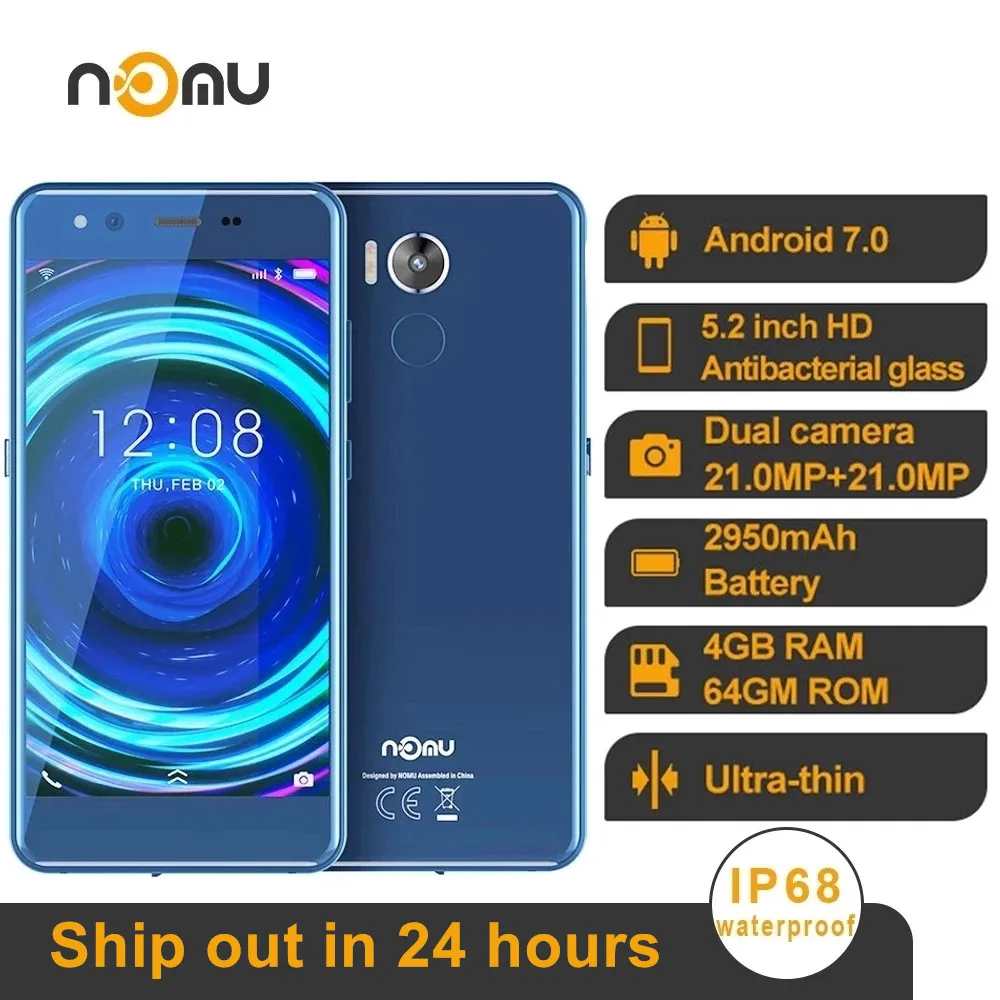 IP68 Waterproof NOMU M8 4G Smartphone 4GB+64GB 5.2 Android 7.0 MTK6750T Octa Core Dual Camera 21.0MP +21MP 2950mAh Mobile Phone