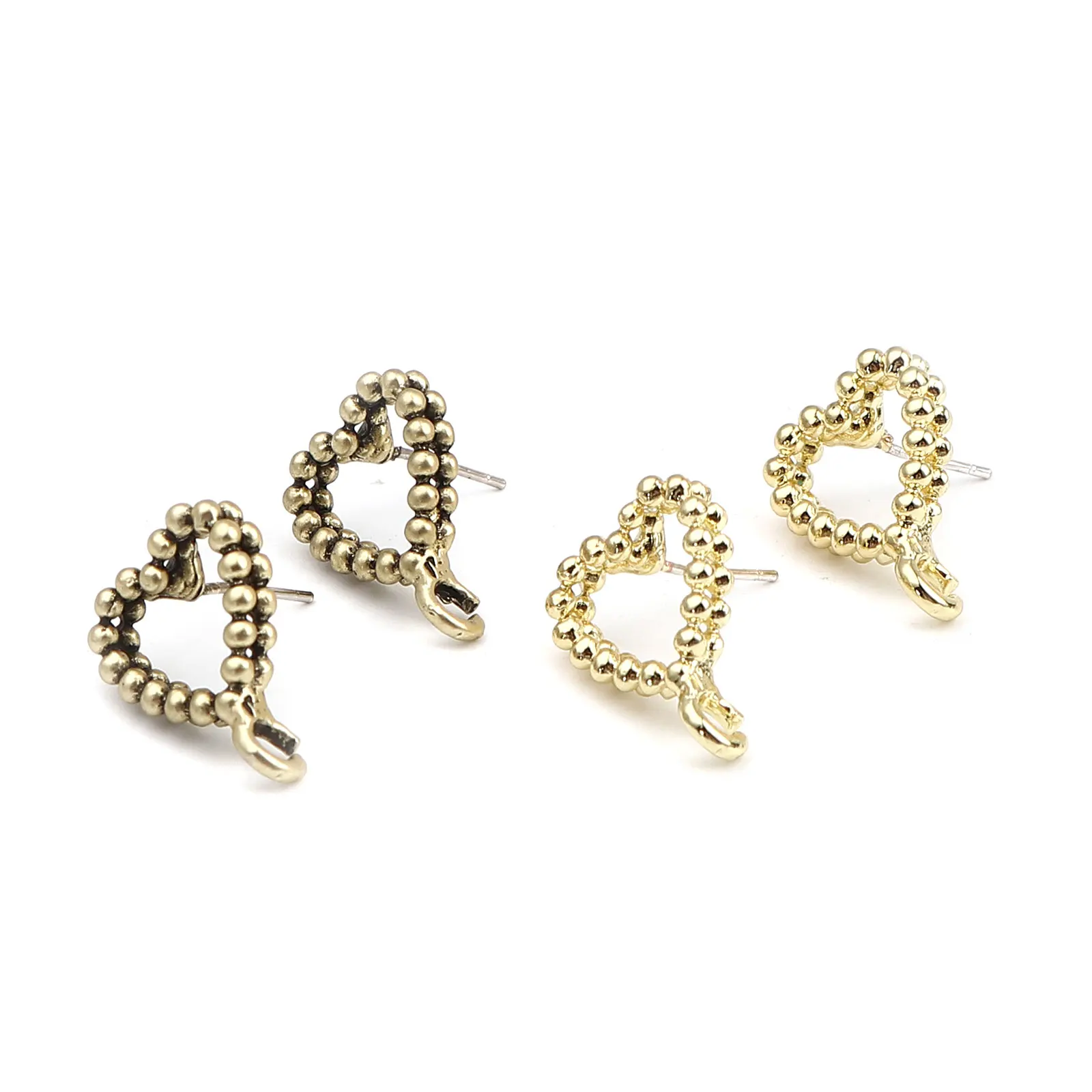 

10 PCs Zinc Based Alloy Heart Triangle Round Ear Post Stud Earrings Findings Gold Color For DIY Earring Jewelry Making