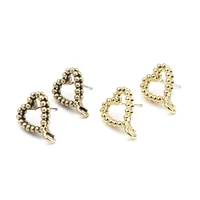 10 pcs zinc based alloy heart triangle round ear post stud earrings findings gold color for diy earring jewelry making