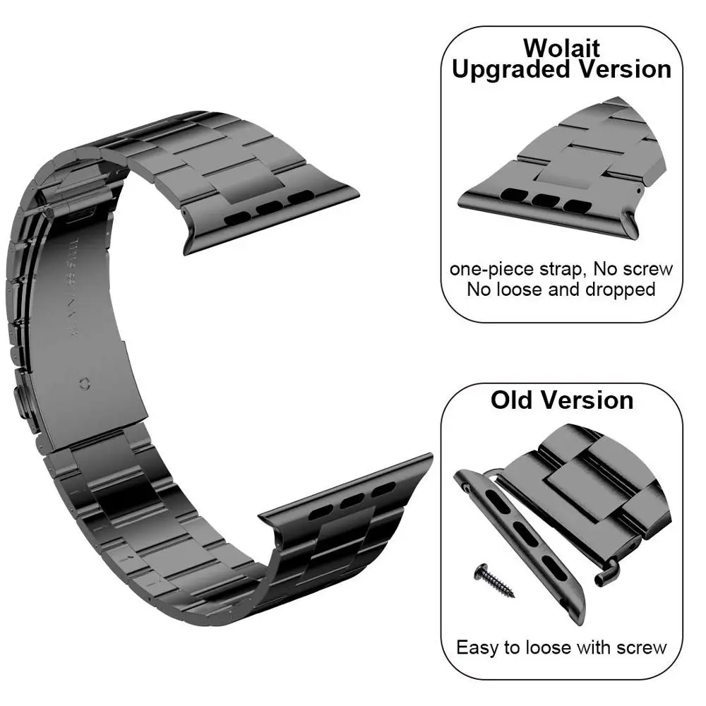 Роскошный металлический ремешок для Apple watch band 44 мм 40 42 38 316L браслет из нержавеющей