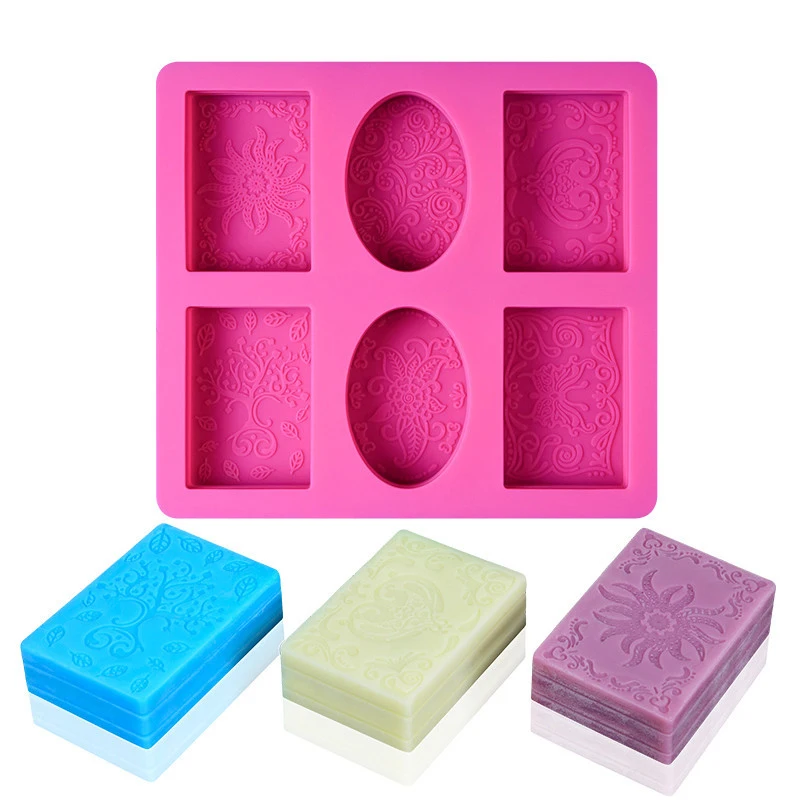 

Handmade Soap Silicone Mold, Soap Mold, DIY Baking Mold, 6 Patterns, Non-stick Surface, Used To Make Handmade Soap, Cake