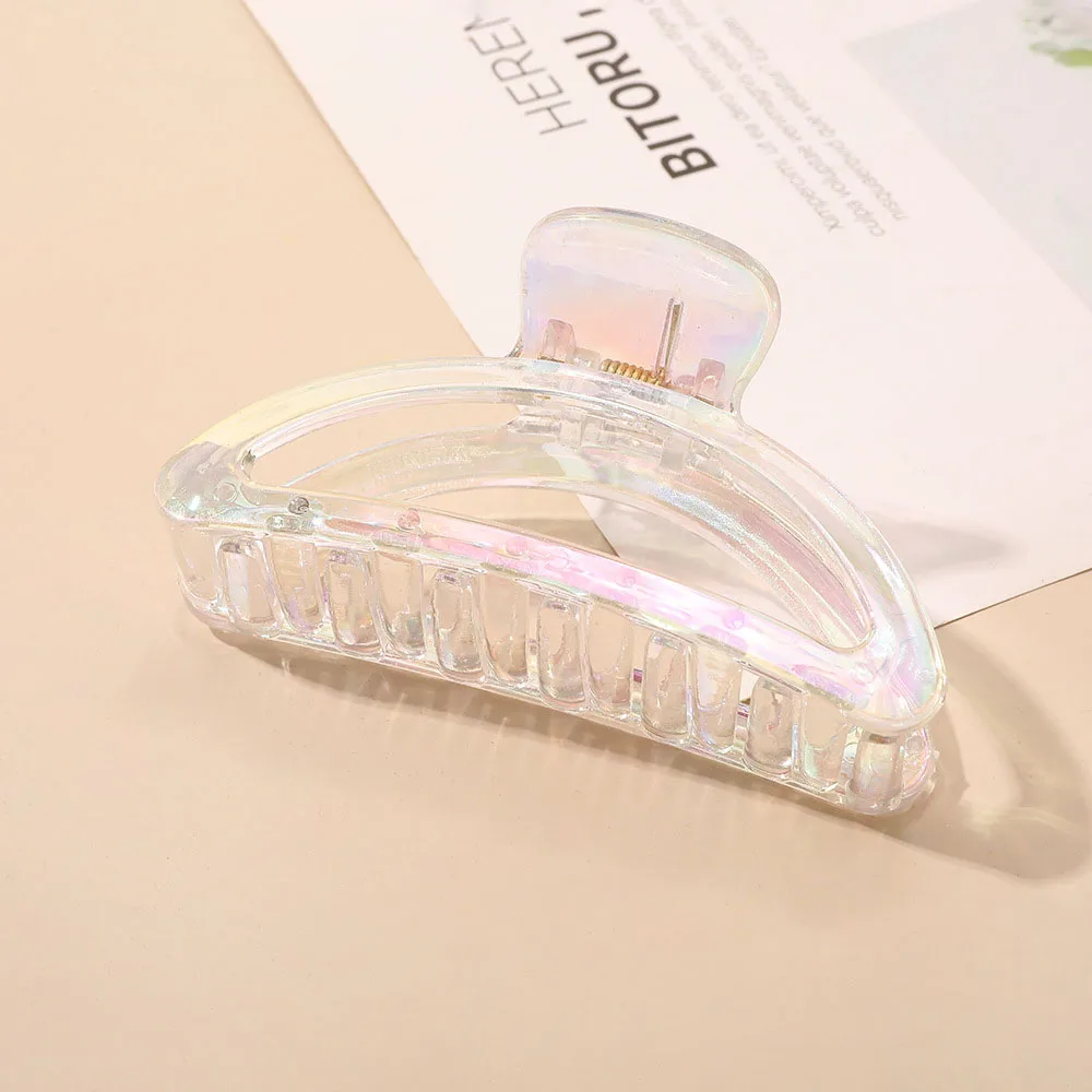 

New Laser Colorful Plastic Claw Clip For Women Girls Tough Hair Claw Large Size Hair Clamps Claw Clip Crab Hair Accessories