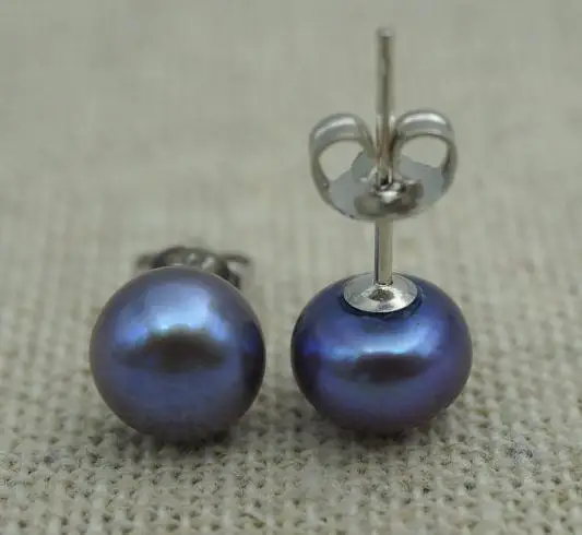 

Unique Design AA 8mm Purple Gray Pearl Earring S925 Sterling Silver Stud Fine Jewelry Wedding Bridesmaids Party Woman Gift