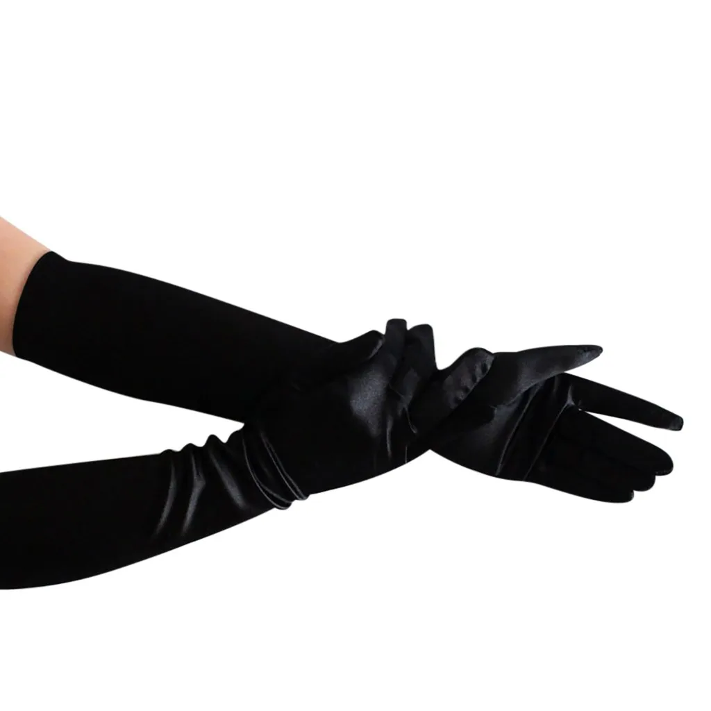 Club Party Dinner Performance long gloves Long elegant Solid color Dress female Satin Fun Wedding Mittens rekawiczki | Аксессуары для