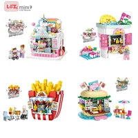 loz blocks amusement park building bricks drink shop model hamburger store toys for children juguetes girls gifts 1729 1730